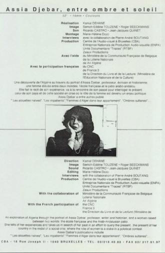 Assia Djebar, entre ombre et soleil (1992)